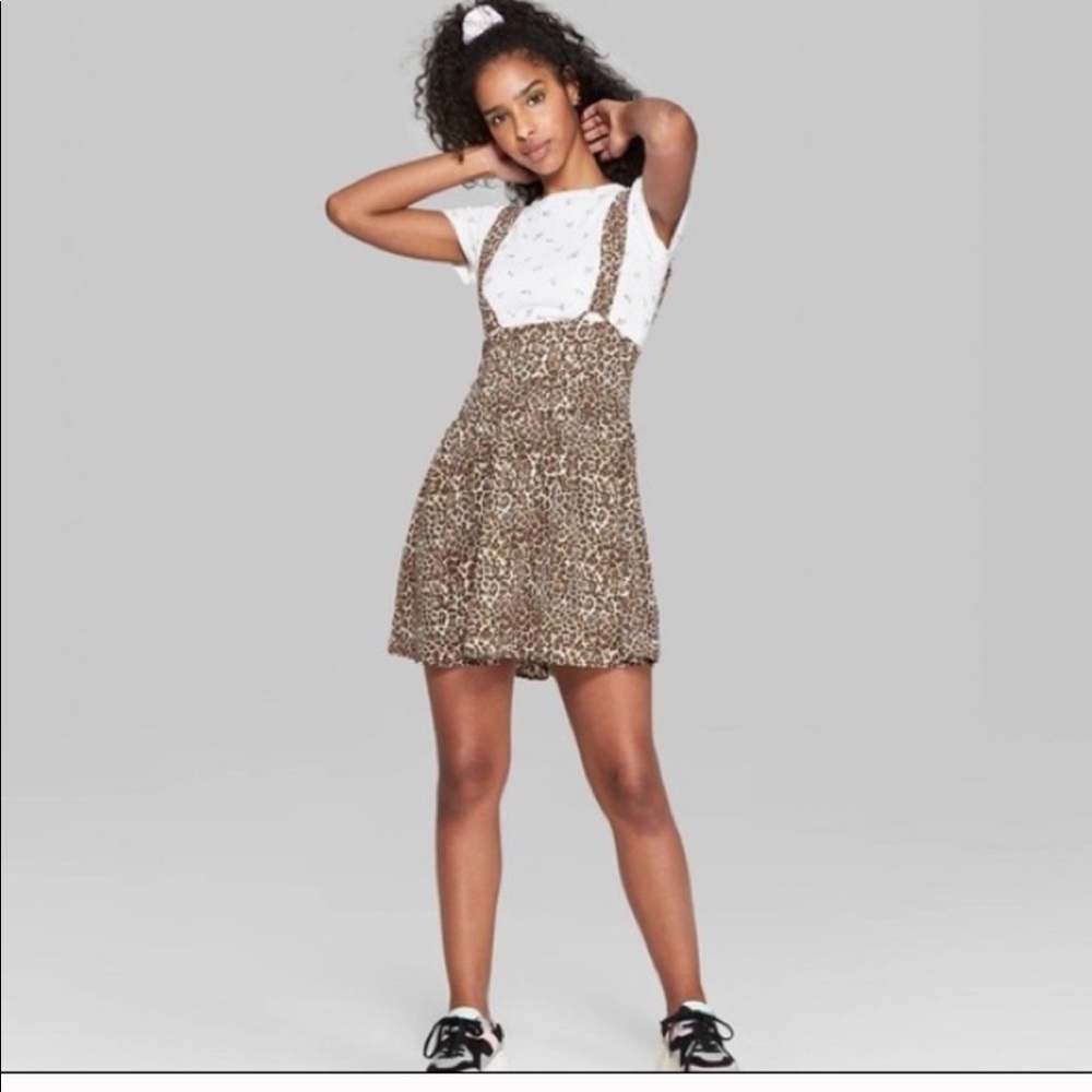 Wild Fable Leopard Skirt with Suspenders